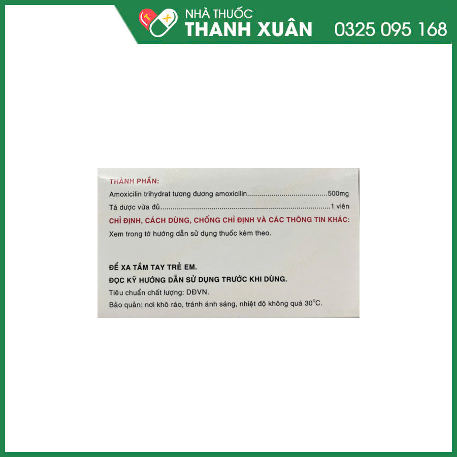 Amoxicillin 500mg Mekophar thuốc kháng sinh điều trị nhiễm khuẩn do vi khuẩn nhạy cảm